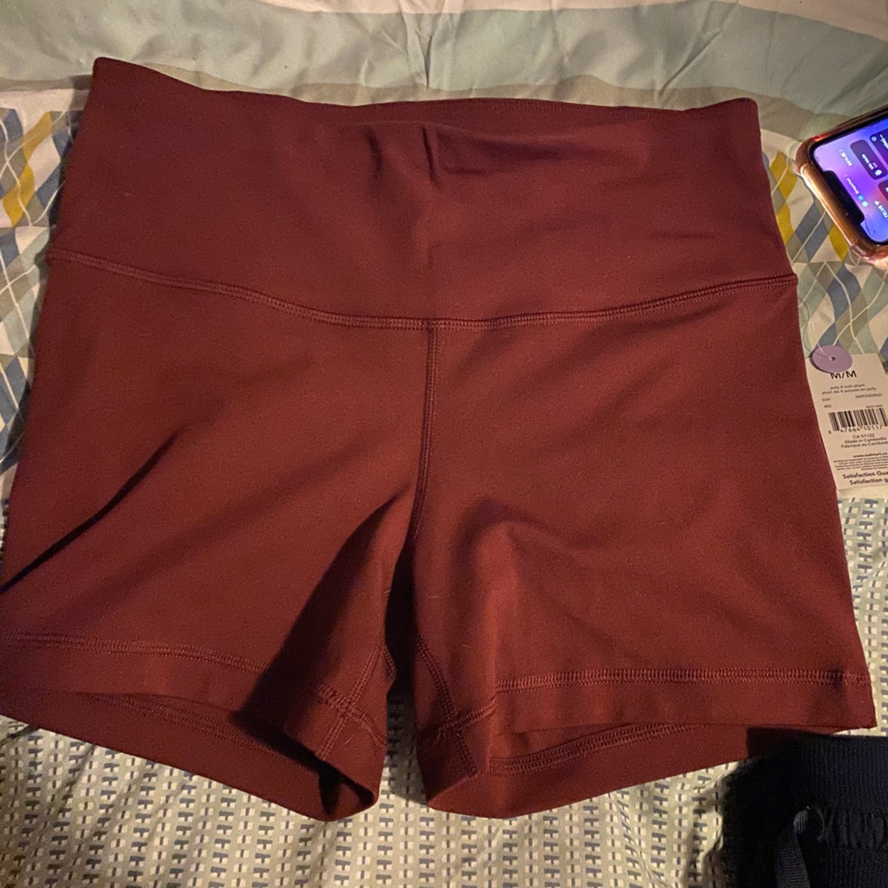 burgundy biker shorts